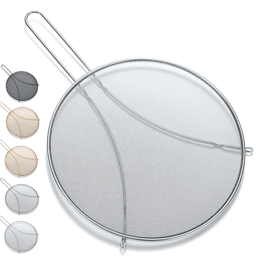 ReaNea Fine Mesh Splatter Screen, Stainless Steel Grease Splatter Guard for Frying Pan with Resting Feet for Cooking