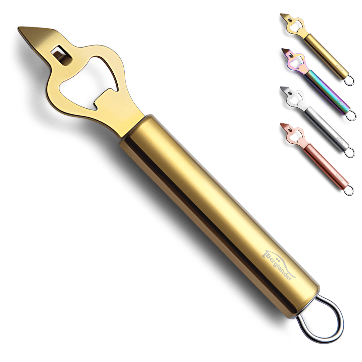 Can Opener Manual Can Opener Stainless Steel Kitchen Tools bar Party  Supplies Flute Beer Bottle Opener (Gold)