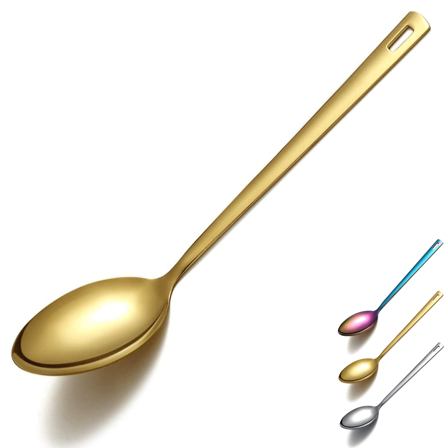 ReaNea Gold Cooking Spoons, Stainless Steel Solid Spoon, Kitchen