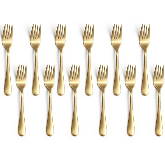 ReaNea Gold Dessert Forks Set of 12pcs 5.5“ Titanium Golden Plating Stainless Steel Cake Fork Appetizer Small Forks for Cocktail, Dessert, Cake, Tea, Fruit, Cheese, Party, Restaurant, Cafes Dishwa