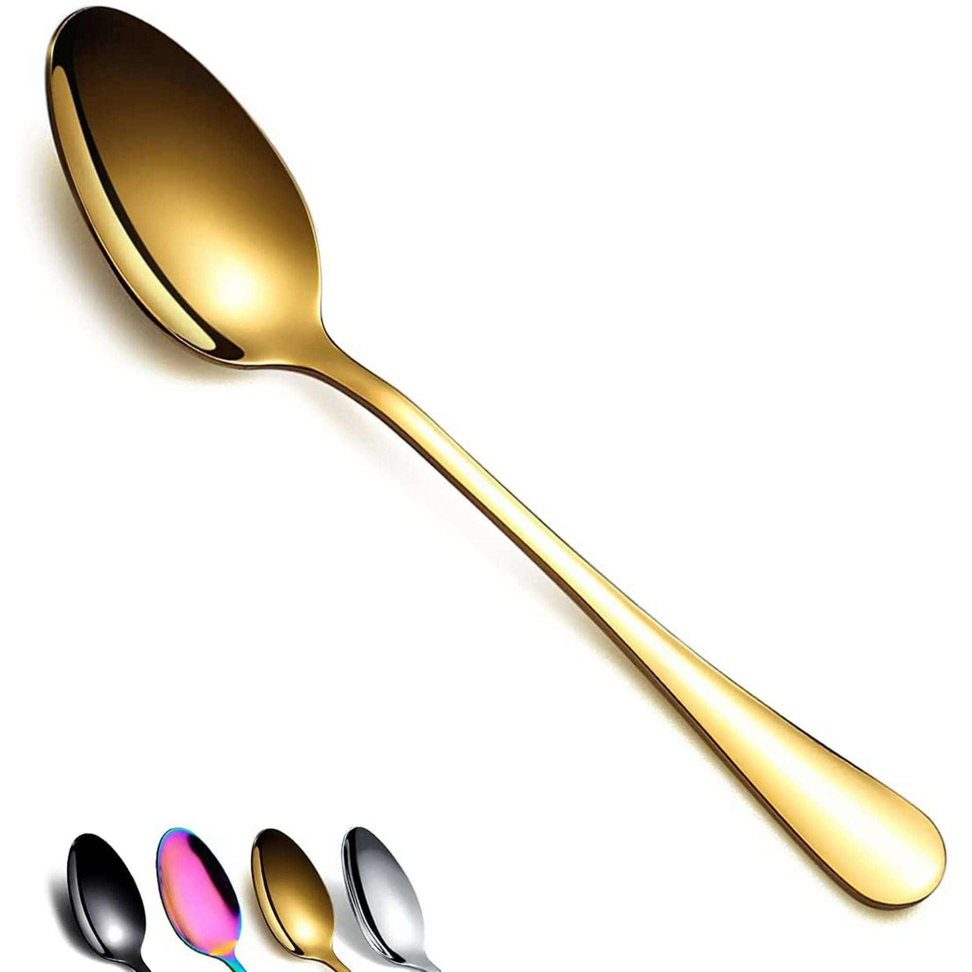 ReaNea Gold Dinner Spoons 12 Pieces Stainless Steel Table Soup Dessert ...