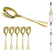 ReaNea  Gold Dinner Spoons 6 Pieces Stainless Steel Table Dessert Spoons Sliverware Set
