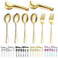 thumbnail image 1 of ReaNea Gold Flatware Serving Set of 8 Pieces, Silverware Serving Utensils Large Spoon Set, 1 of 10