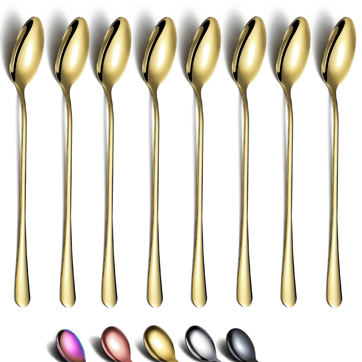 ReaNea Black Teaspoons 6.5 Set of 8 Stainless Steel Small Dessert Tea  Spoons Silverware Set Teaspoon 
