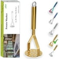 thumbnail image 1 of ReaNea Gold Potato Masher, Heavy Duty Stainless Steel Kitchen Vegetable Fruit Potato Ricer, 1 of 8