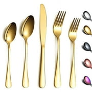 ReaNea Gold Silverware Set 20 Pieces, Stainless Steel Flatware Set, Forks and Spoons Set Service for 4