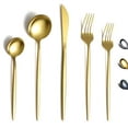 thumbnail image 1 of ReaNea Gold Silverware Set 20 Pieces, Stainless Steel Flatware Set, Titanium Gold Plating Cutlery Set Utensil Sets Service for 4, 1 of 7
