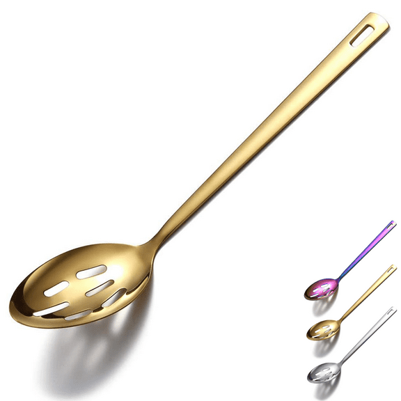 ReaNea Gold Slotted Spoon, Stainless Steel Cooking Spoon, Kitchen Serving Spoon