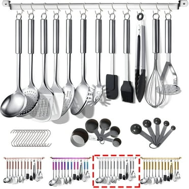 ReaNea Kitchen Utensils Set 37 Pieces, Stainless Steel Cooking Utensils Set, Kitchen Gadgets Cookwarewith Hooks For Hanging Kitchen Tool Set