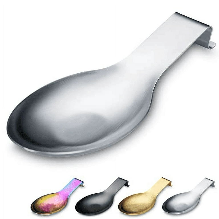 ReaNea Matte Silver Spoon Holder, Stainless Steel Stovetop Spoon Holder, Spoon  Rest, Kitchen Utensil Holder, Spatula Holder 