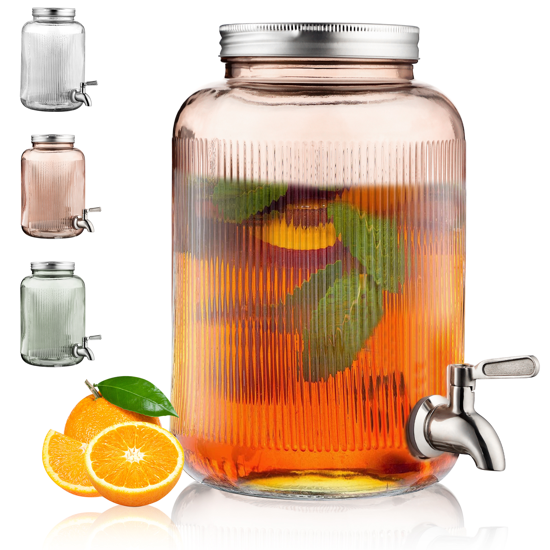 Glass Drink Dispenser With Stand 1 Gallon Glass Jar Beverage