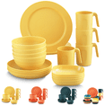 thumbnail image 1 of ReaNea Plastic Gold Yellow Dinnerware Set of 20 Pieces, Unbreakable And Reusable Light Weight Plates Mugs Bowls Dishes Easy to Carry And Clean BPA Free Service For 4, 1 of 10