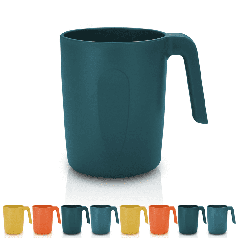 ReaNea Plastic Mug Set 8 Pieces, Unbreakable And Reusable Light Weight Travel  Coffee Mugs Espresso Cups Easy to Carry And Clean BPA Free (Dark Green) 
