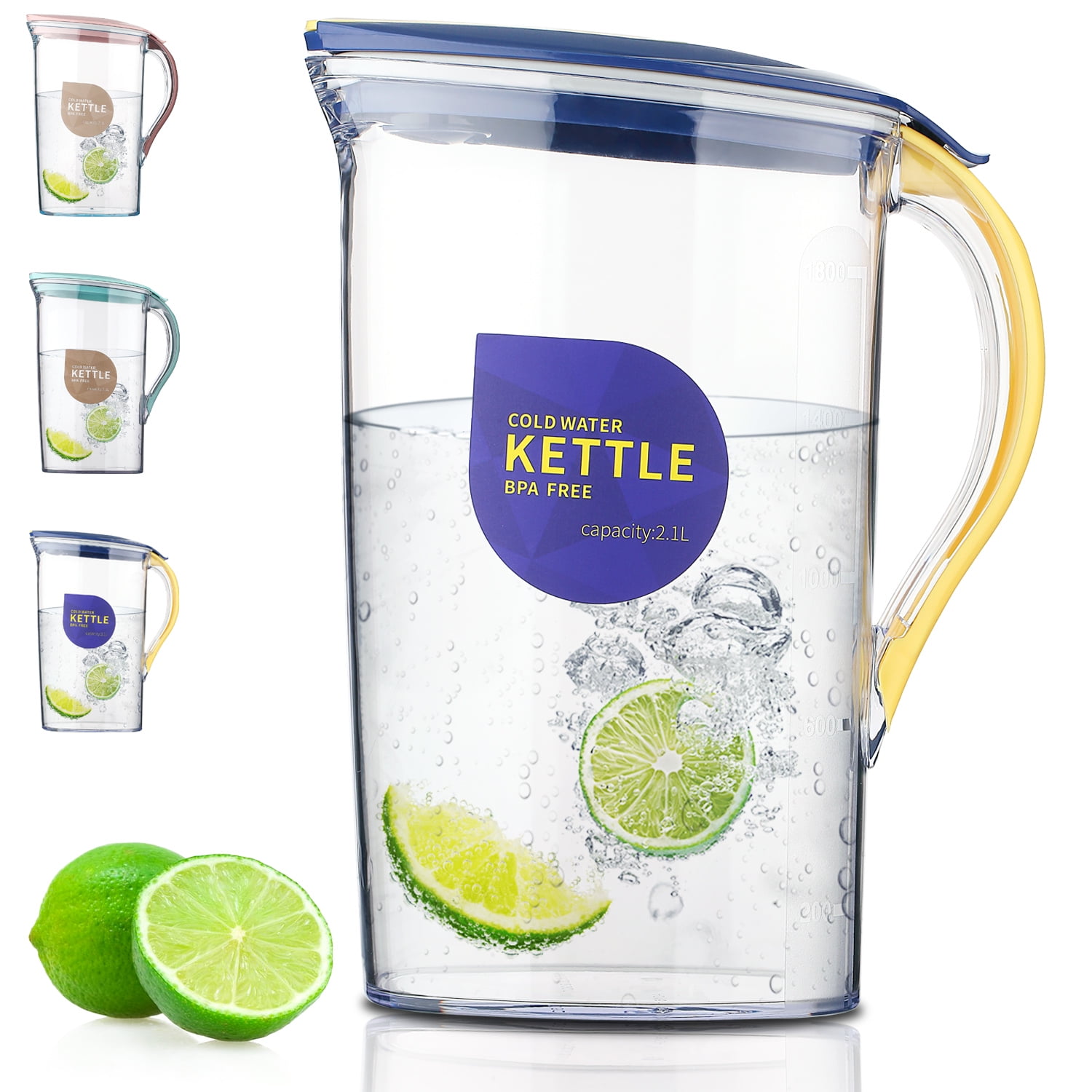 IMIKEYA Small Glass Pitcher Plastic Pitcher with Lid Cold Water Kettle  Juice Pitcher Water Beverage Pitcher for Ice Tea Drinks Home Party Supplies