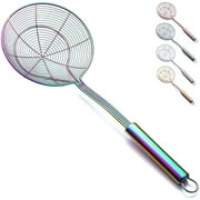 ReaNea Rainbow Kitchen Strainer Spider Skimmer Spoon for Cooking, Stainless Steel Pasta Tomato Food Strainer Ladle for Frying