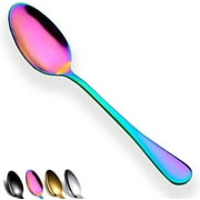 ReaNea Rainbow Stainless Steel Dinner Spoons with Titanium Coating Handle 12 Count