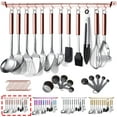 thumbnail image 1 of ReaNea Rose Gold Handle Kitchen Utensils Set 37 Pieces, Stainless Steel Cooking Utensils Set, Kitchen Gadgets  Set with Hooks For Hanging., 1 of 7