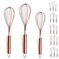 thumbnail image 1 of ReaNea Rose Gold Whisk Set Pack of 3 Stainless Steel 8" 10" 12" Whisks for Cooking, Beater, Kitchen Wire Wisk, 1 of 7