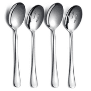 ReaNea Serving Spoons 4 Pieces, 2 Serving Spoon 2 Slotted Spoons, Stainless Steel Serving Utensils Set