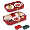 thumbnail image 1 of ReaNea Serving Tray with Handles Set of 2 Plastic Stackable Food Trays (Red), 1 of 9
