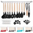 thumbnail image 1 of ReaNea Silicone Kitchen Utensils Set 38 Pieces, Non-Stick Cooking Utensils Set with Muti-Use Hooks and Utensil Racks（Black）, 1 of 10