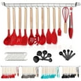 thumbnail image 1 of ReaNea Silicone Kitchen Utensils Set 38 Pieces, Non-Stick Cooking Utensils Set with Muti-Use Hooks and Utensil Racks(Red), 1 of 10