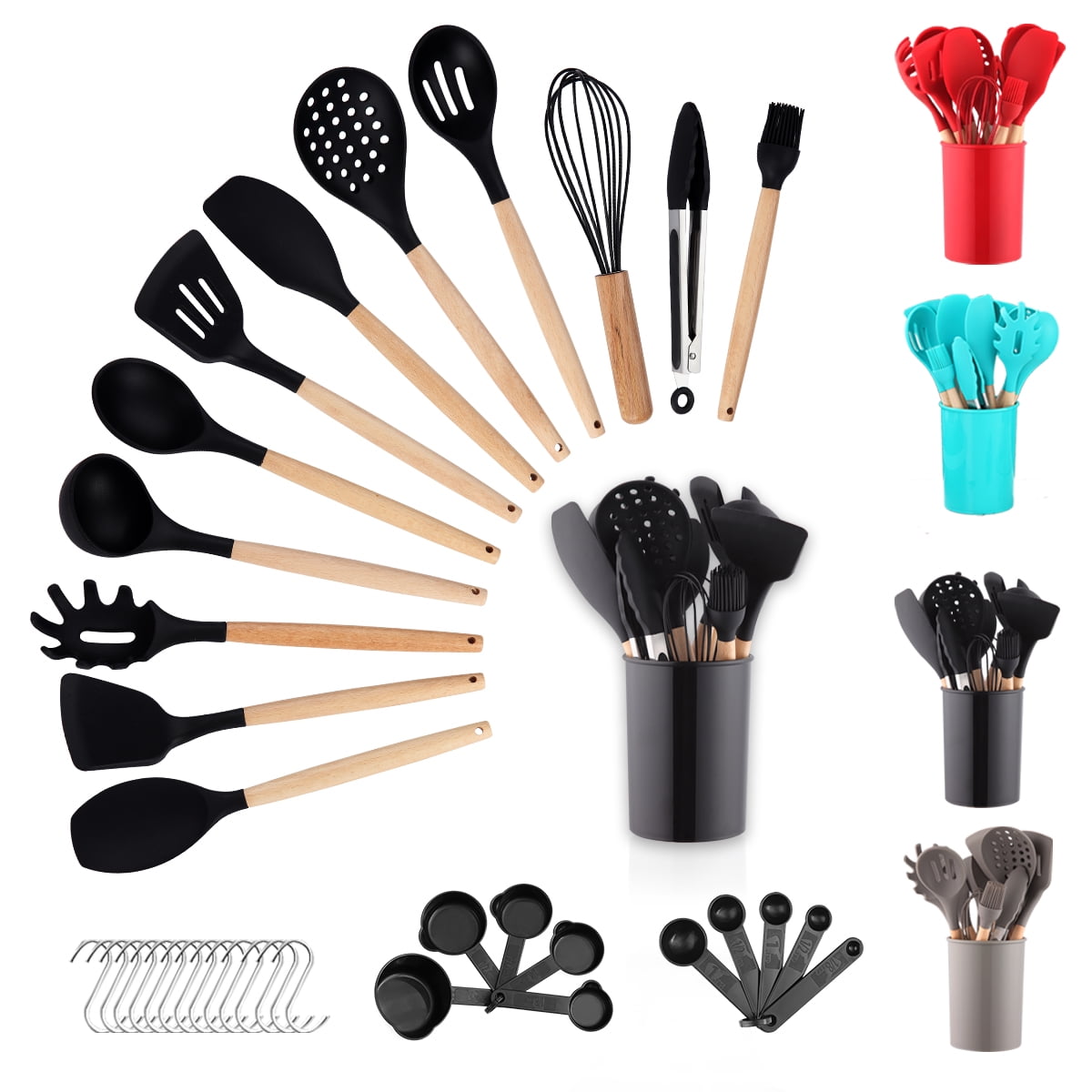 38 Piece Silicone kitchen Cooking Utensils Set with Utensil Rack, (never  Used) for Sale in Brooklyn, NY - OfferUp