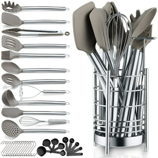 4pc Stainless Steel/Nylon Kitchen Utensil Set Dark Gray - Figmint™