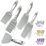 ReaNea Silver Barbecue Set of 5 Stainless Steel Grill Tool Set for All Grill Types and Dishwasher Safe