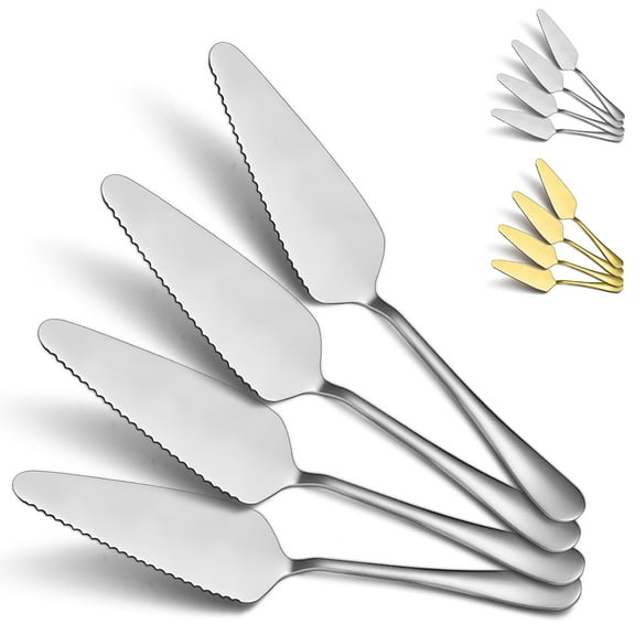 ReaNea Silver Cake Pie Pastry Server Set of 4, Wedding Cake Knife and Server Set, Cake Cutter