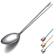ReaNea Silver Cooking Spoon, Stainless Steel Kitchen Solid Basting Serving Spoons for Cooking