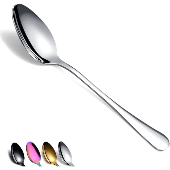 ReaNea Silver Dinner Spoons 12 Pieces Stainless Steel Table Soup Dessert Spoons Sliverware Set