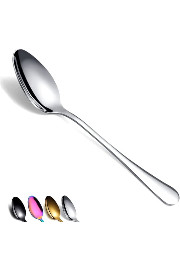 Silver Dinner Spoons 12 Pieces Stainless Steel Table Soup Dessert Spoons Sliverware Set