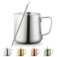 thumbnail image 1 of ReaNea Silver Milk Frothing Pitcher 12oz Stainless Steel Milk Frother Cup, 1 of 9
