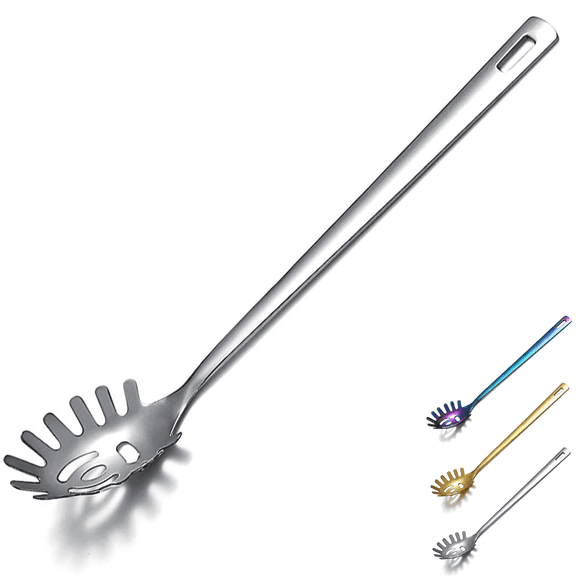 ReaNea Pasta Spoon, Spaghetti Spoon Stainless Steel Spaghetti Server For Cooking, Pasta Fork, Noodle Fork Noodle Spoon, Silver Spork