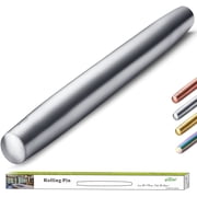 ReaNea Silver Rolling Pin 16.7" Stainless Steel Matte Roller Rolling Pin For Baking