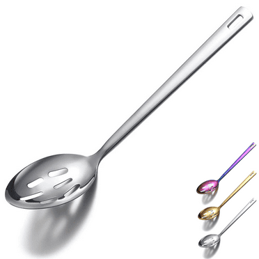 ReaNea Silver Slotted Spoon, Stainless Steel Cooking Spoon, Kitchen Serving Spoon