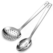 ReaNea Slotted Spoons for Straining Set of 2, Stainless Steel 13 Kitchen Spider Strainer Skimmer Ladle for Straining Pasta, Cooking, Frying, Metal Kitchen Utensils Pasta Spoon