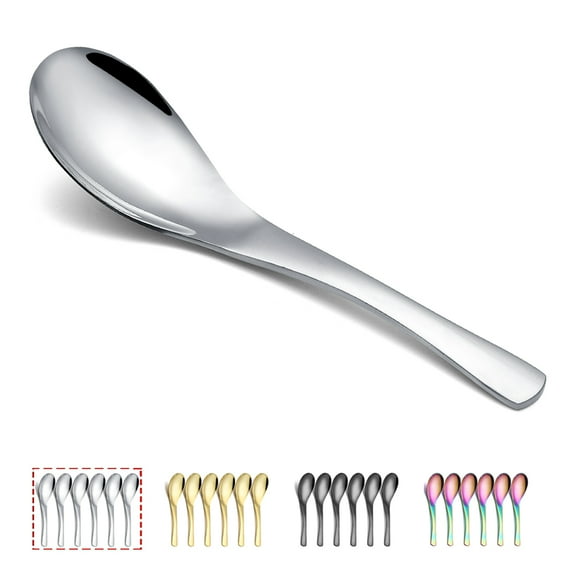 ReaNea Soup Spoons 6 Pieces, Stainless Steel Asian Soup Spoon Set