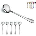thumbnail image 1 of ReaNea Soup Spoons 6 Pieces Stainless Steel Round Dinner Spoon, Table Spoons Silverware Set, 1 of 7