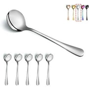 ReaNea Soup Spoons 6 Pieces Stainless Steel Round Dinner Spoon, Table Spoons Silverware Set