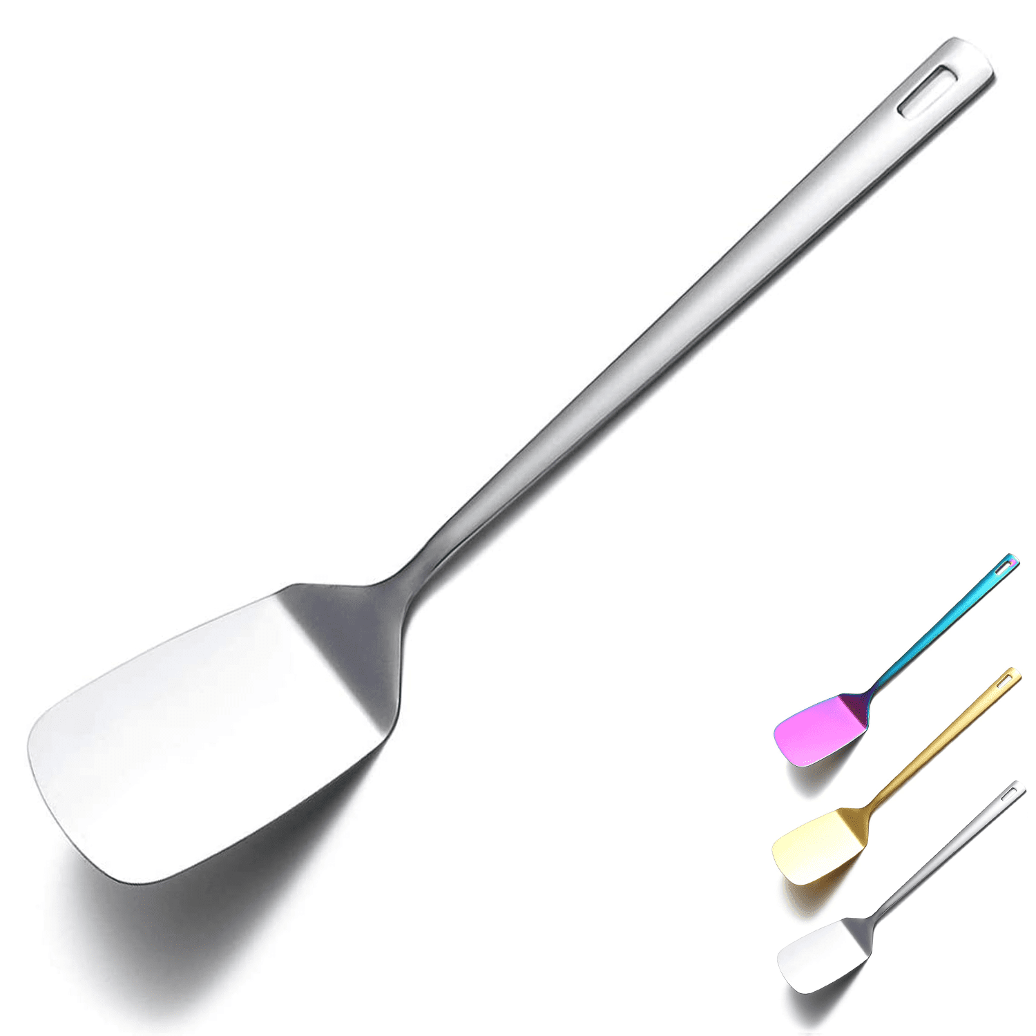 Silver Stainless Steel Solid Turner for Cooking and Barbecue