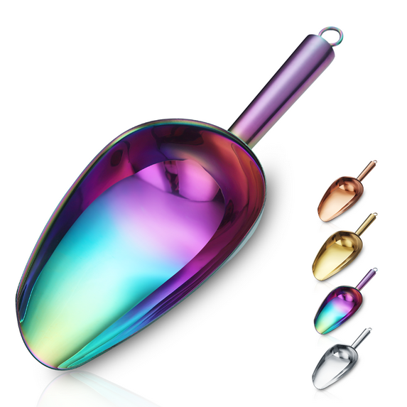 ReaNea Stainless Steel Rainbow Ice Scoop 6oz, Colorful Metal Ice Scooper for Ice Maker, Food Scoop