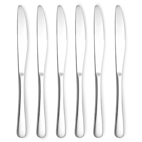 ReaNea Stainless Steel Table Dinner Knives Set of 6, Mirror Polished Butter Spreader Knives, Heavy Duty Sturdy Table Flatware Safe for Dishwasher