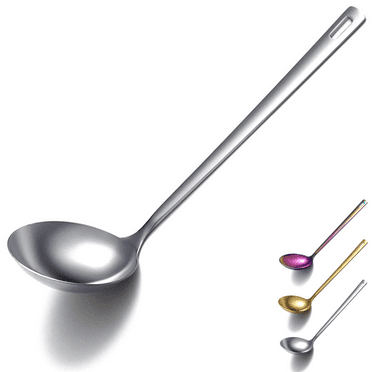 ReaNea Titanium Silver Plated 12’’ Stainless Steel Kitchen Ladle