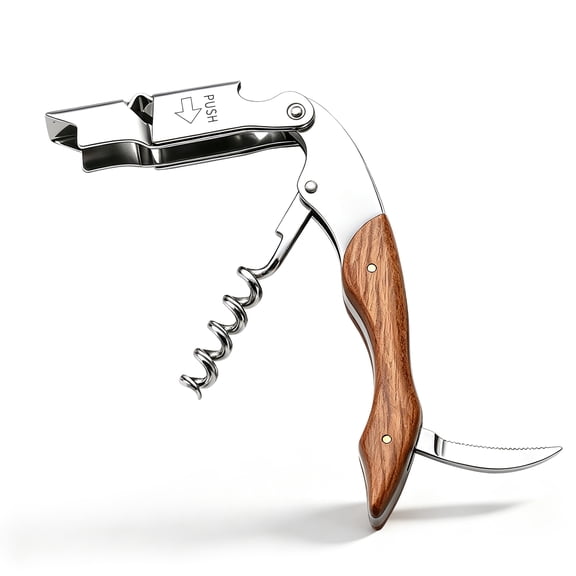 ReaNea Waiter Corkscrew Wine Opener, Professional Wine Key for Servers, Hevay Duty Bartender with Foil Cutter, Manual Wine Bottle Opener, Wood Handle Comfortable, Ergonomic Grip