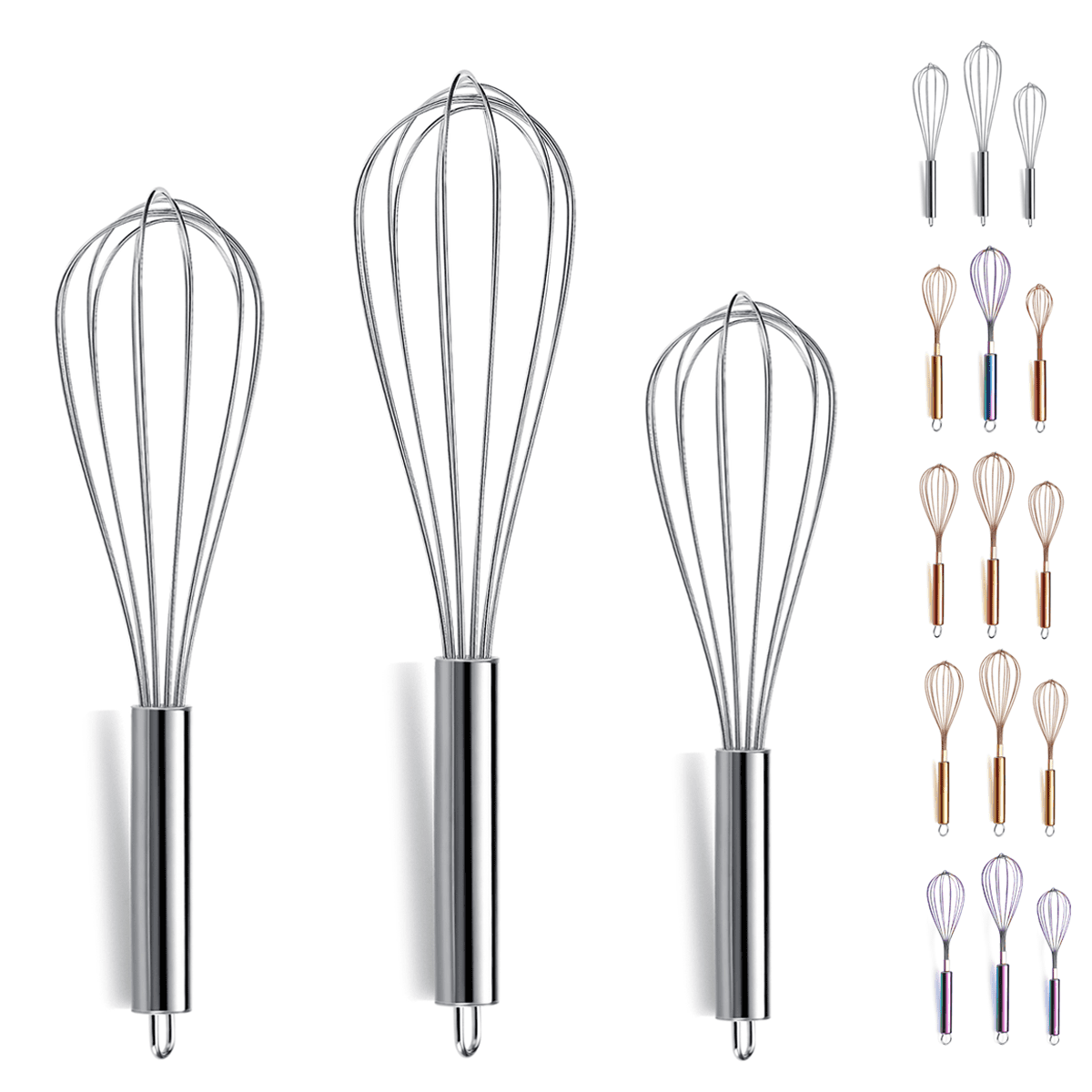 US$ 20.99 - 3 Pack Stainless Steel Whisks 8 +10 +12 Inches , Wire