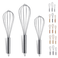 "ReaNea Stainless Steel Whisk Set (8"", 10"", 12"") Pack of 3, Kitchen Utensils for Cooking