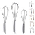 thumbnail image 1 of ReaNea Whisk Set Pack of 3 Stainless Steel 8" 10" 12" Whisks for Cooking, Beater, Kitchen Wire Wisk, 1 of 7