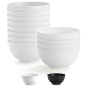ReaNea White Plastic Bowls Set of 12 Pieces 25oz, Reusable and Unbreakable Cereal Bowl, Ramen Bowl, Soup Bowls for Outdoor, Picnic, Camping